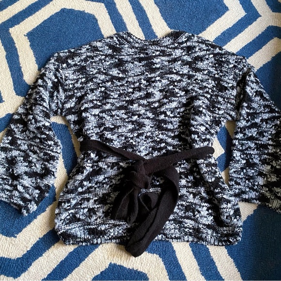 🖤 ZARA GREY BLACK CHUNKY KNIT PERFORATED BELTED SWEATER! - Picture 10 of 16